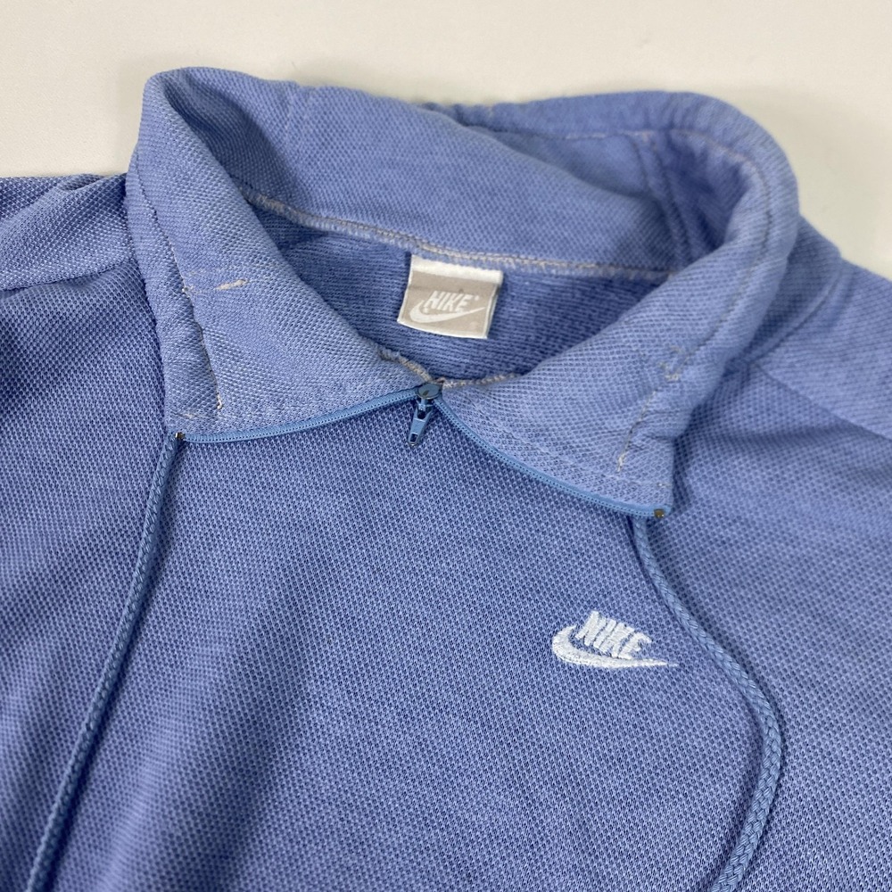 Vintage Nike 1/4 Zip Sweatshirt Blue Embroidered Swoosh Pullover Mens Small 80s
